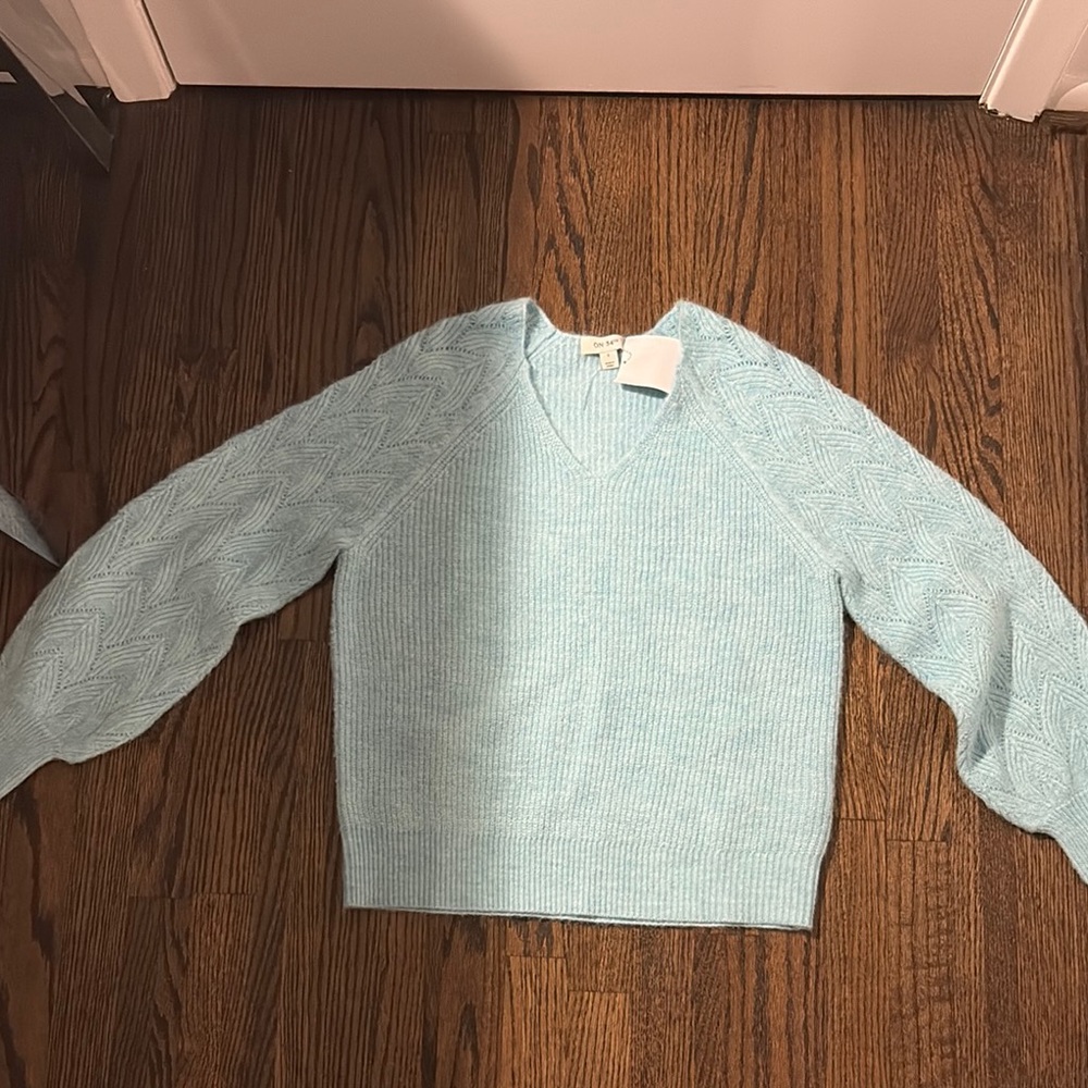 Light Blue V-Neck Women's Sweater